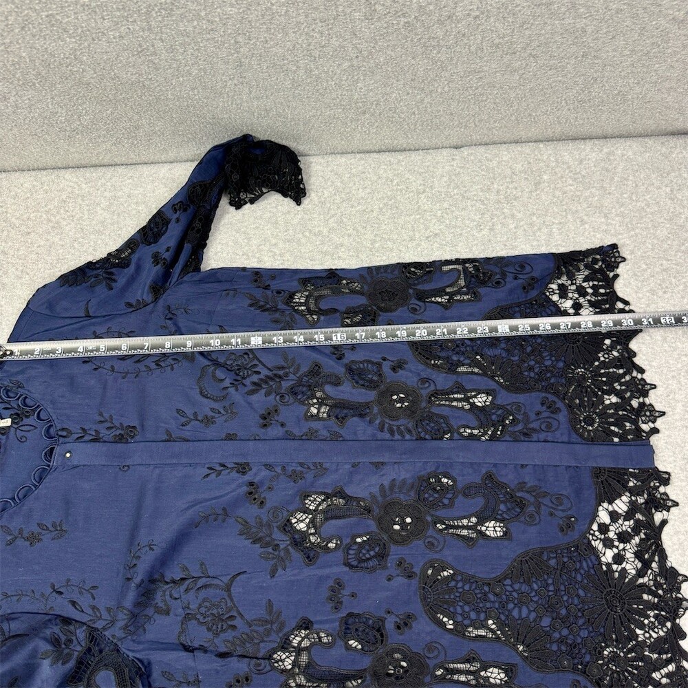 Elie Tahari Womens Tunic Cotton Silk Blend Blouse Floral Embroidery Lace Hem M - Picture 13 of 14